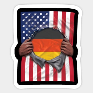 Germany Flag American Flag Ripped - Gift for German From Germany Sticker